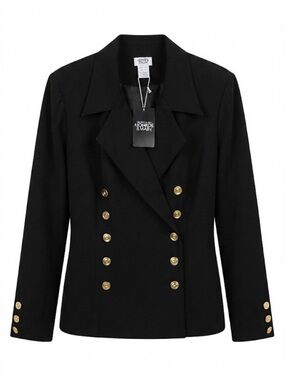 Monroe & Main Black Double-Breasted Blazer with Gold Buttons